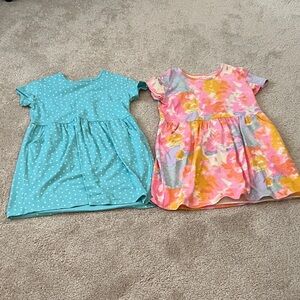 Cat & Jack Blue Polka Dot and Multicolor Tie-Dye Dresses